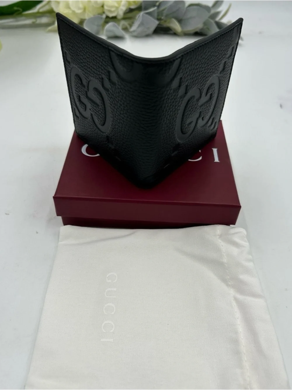 Gucci jumbo GG Leather bifold wallet made in Italy